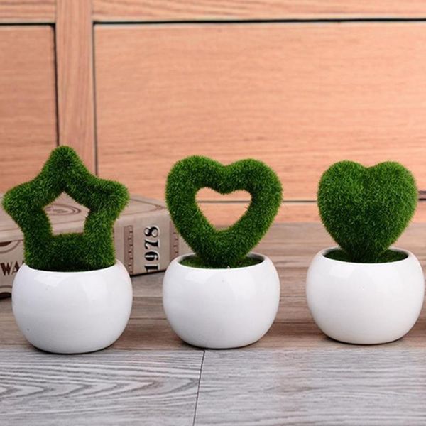 

creative green simulation potted plants flocking love five-pointed star small bonsai grass ball home decorations ornaments gift