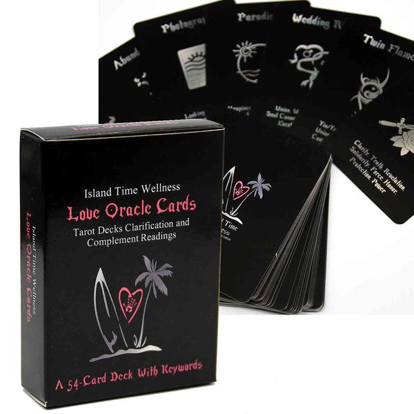 Ilha Tempo Wellness Amor Oracles Cartões Tarot decks esclarecimentos e complemento leituras A 54 card deck com palavras-chave Jogos de brinquedo