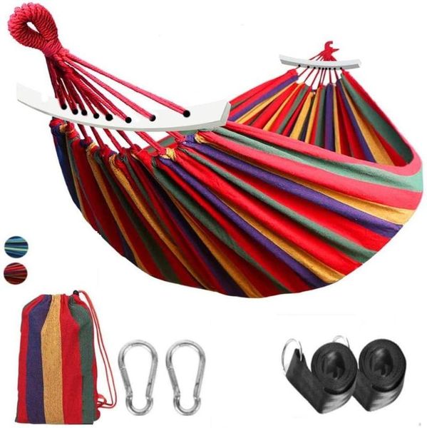 

camp furniture outdoor hammock portable garden sports home travel camping swing canvas stripe hang bed double single people