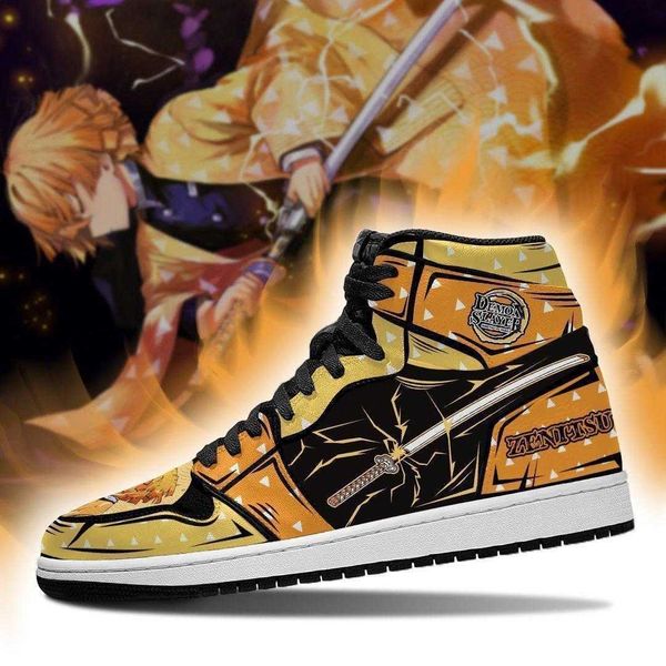 

zenitsu sneakers demon slayer kimetsu no yaiba anime shoes high basketball shoes non slip