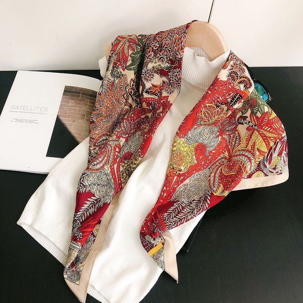 

2021 new full match fashion temperament 90 big scarf smooth print horse scarf women's scarf, Blue;gray