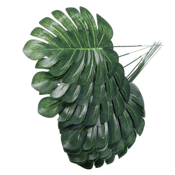 

decorative flowers & wreaths 20 pcs small size green simulation artificial plants fake monstera leaves home decoration