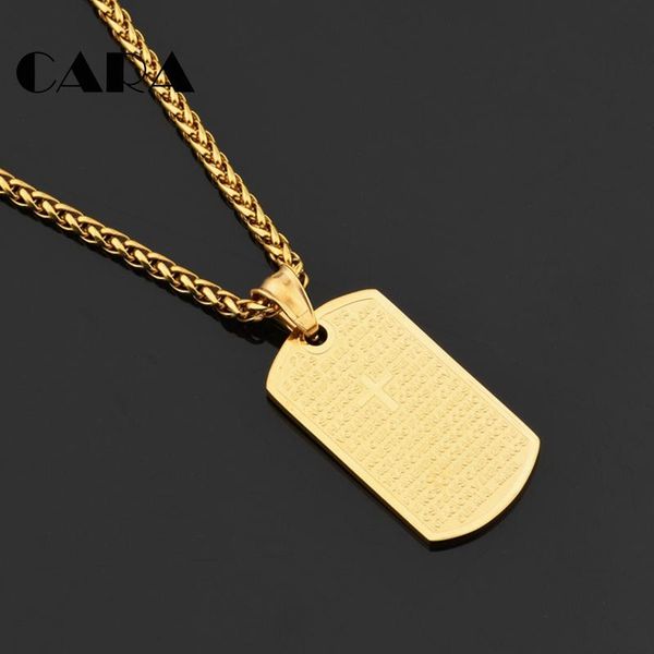 

2021 new 316l stainless steel gold color text & cross square tablet necklace charm with 60cm snake chain necklace cagf0316, Golden;silver
