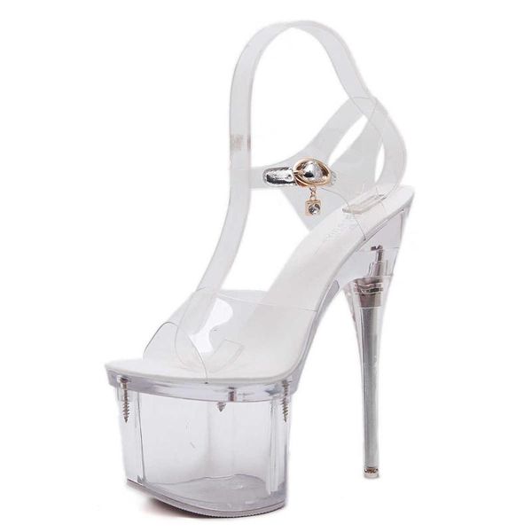 

sandals summer 2021 34-43 high night club heel shoes women's show steel pipe dance crystal bottom, Black