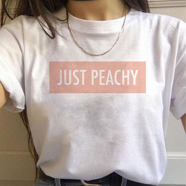 

new summer style women cartoon peach printed t shirt fashion round neck woman clothing short sleeve tshirts tees, White