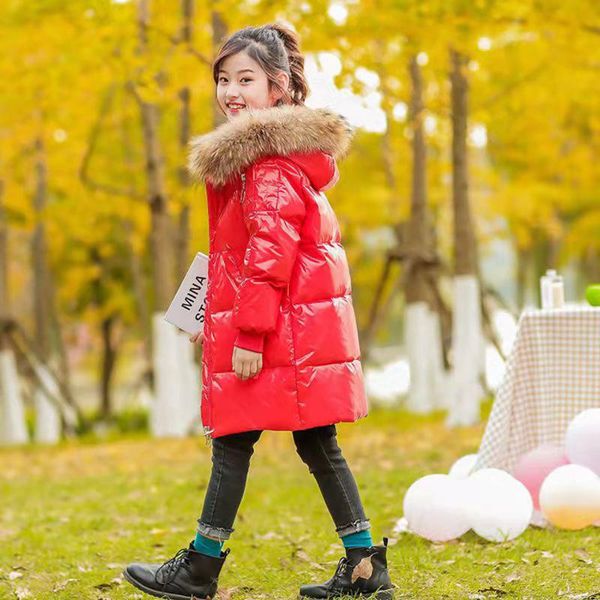 

down coat winter baby girl white duck outerwear warm fur collar hooded solid parkas clothes for 4 5 6 8 14 year, Blue;gray