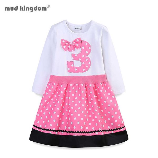 

mudkingdom boutique girls birthday dress long sleeve polka dots cute gift for clothes 12m-6t 210615, Red;yellow