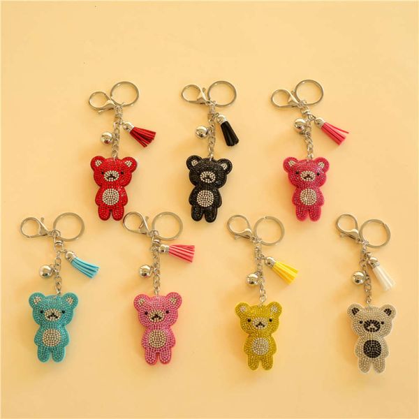

korean veet drill bear key chain creative tassel bag pendant trend small gift