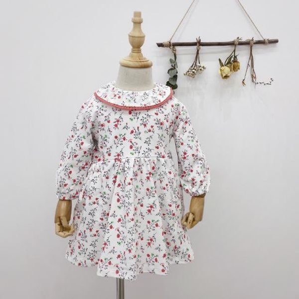 

girl's dresses mihkalev pattern floral kids 2021 spring dress for baby girl cotton ruffles princess children clothes costume, Red;yellow