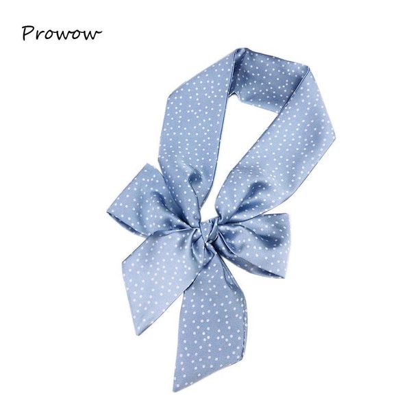 

scarves fashion scarf hair tie band for business party women elegant small vintage skinny retro head neck silk satin sj050, Blue;gray