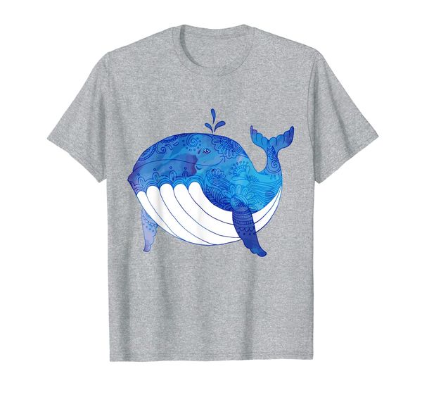 

cute doodle whale | floral motif t-shirt, White;black