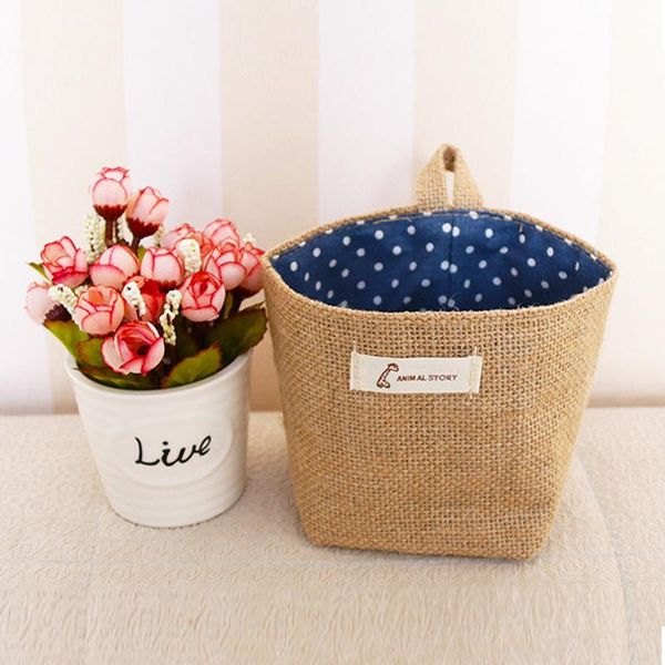 

storage bags flower pot sack basket stripes dot printed lining sorting large capacity hanging table clothes holder organizer