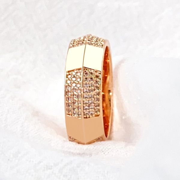 

fashion design wedding promise rings men stainless steel prong setting zircon iced out rose gold ring women personalised engagement love cha, Slivery;golden