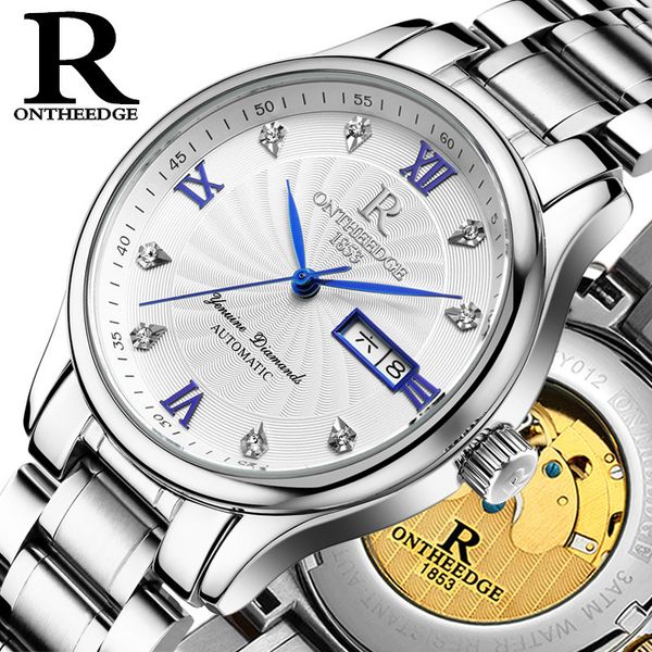 

gentlemen watches fine steel tape waterproof hollow automatic mechanical, Slivery;brown