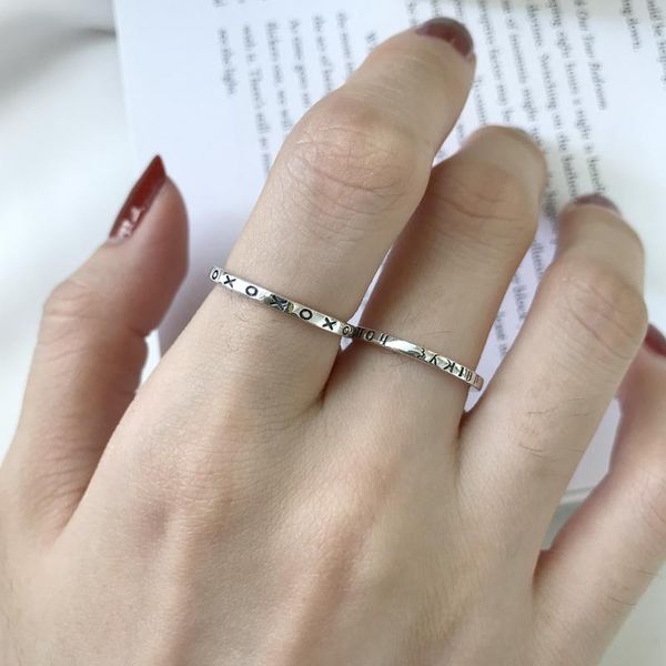

cluster rings south korea thai silver greece classical lettered character ring adjustable 925 sterling, Golden;silver