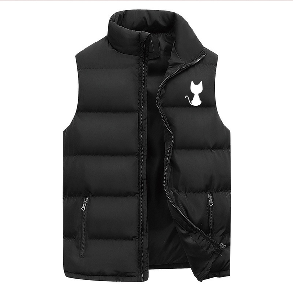 

men's vests men vest sleeveless jacket casual solid color print waistcoats 2021 thicken waistcoat outerwear autumn winter, Black;white