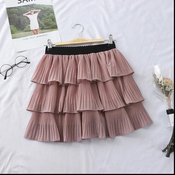 

2021 tulle skirts womens elastic stretchy tulle teen layers summer womens tutu skirt pleated mini skirts, Black