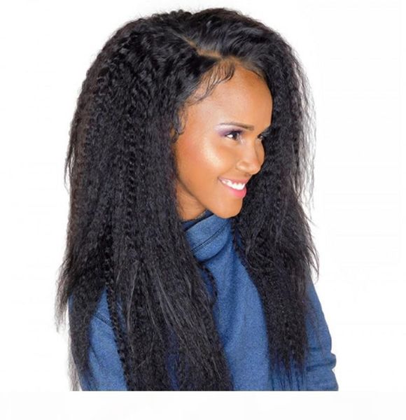 

peruvian human hair 360 lace frontal wig with baby hair kinky straight 360 wigs natural hairline 8-24 inch, Black;brown