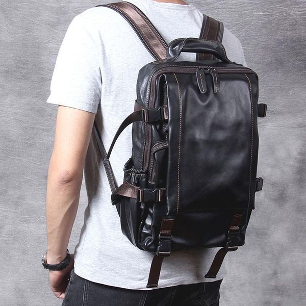 

backpack genuine leather backpacks mens laphandmade daypacks full grain cowhide travel