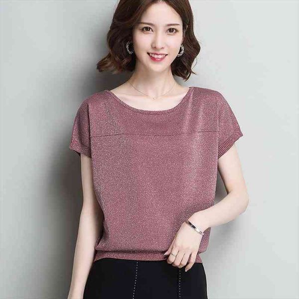 

woman large size loose summer women sweater batwing sleeve fil lumiere knitwear short t shirt for, White;black