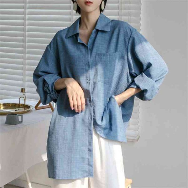 

women's knits & tees spring long sleeve casual see through boho white blouse turn down collar oversize blouses for xfkk