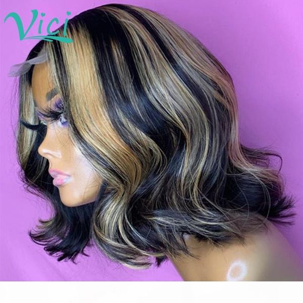 

ombre human hair lace front wig 13x4 colored human hair wigs 1b 27 short bob blonde lace front wig brazilian body wave, Black;brown