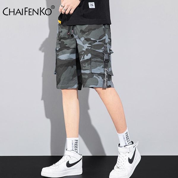 

men's shorts chaifenko summer cargo men 2021 fashion loose casual short pant multi-pocket camouflage plus size 8xl, White;black