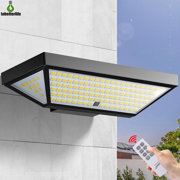 Lampada da parete solare a 138 LED Illuminazione grandangolare a 3 lati 4 modalità Sensore di movimento ad alta luminosità Luce esterna