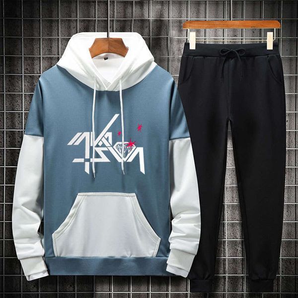 

tracksuits running men's autumn hooded two piece sweater trend casual fashion sportswear suit for men, Gray