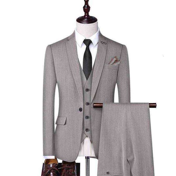 

luxury men's suits blazers 2021 hongerwo men's stripe casual suit korean youth large handsome wedding three piece set, White;black