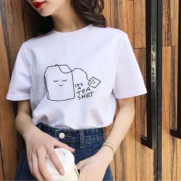 

its a tea womens t shirts short sleeve girls simple summer leisure tee white women
