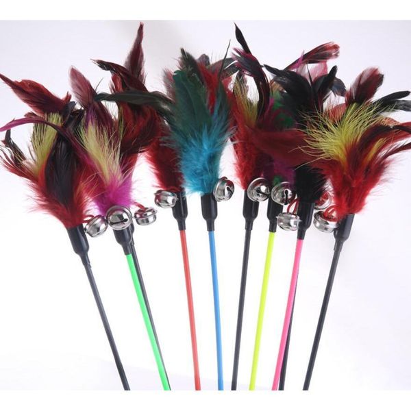 

new cat toys soft colorful feather bell rod toy for cat kitten funny playing interactive toy jllrmp insyard