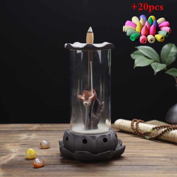 

fragrance lamps 20pcs incense cone + 1pc burner, creative holder, various styles of office home, fresh air decoration