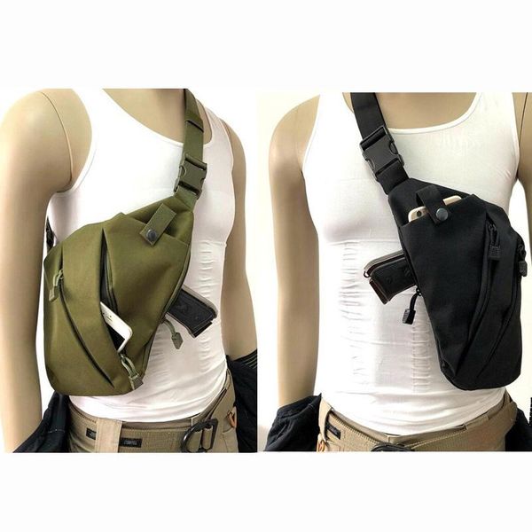 

stuff sacks nylon tactical storage gun carry bag pistol holster right/left shoulder anti-theft concealed chest for cycling hiking