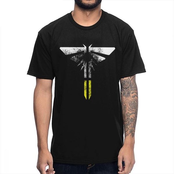 

men's t-shirts 100% cotton 2021 t-shirt custom the last of us part ii firefly light eroded men summer slim camiseta plus size tee, White;black