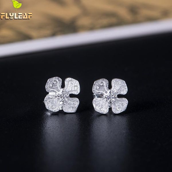 

stud 925 sterling silver zircon flowers earrings for women court style female original handmade vintage jewelry 2021, Golden;silver