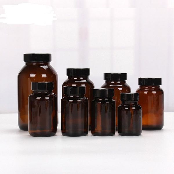 

storage bottles & jars 12-200ml big head amber brown glass bottle liquid for essential basic pipette refillable