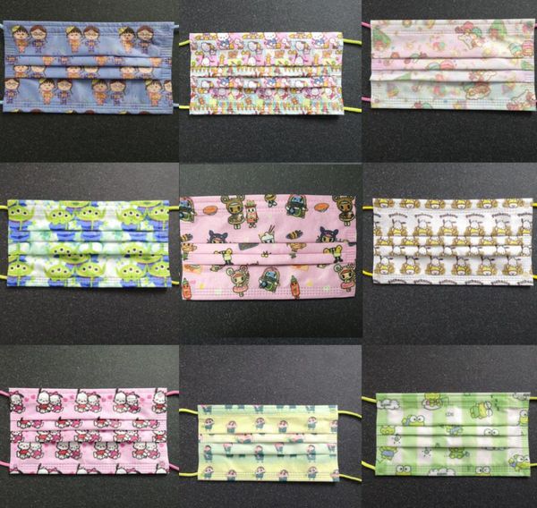 

mens womens disposable cartoon print face mask 95% filtration efficiency dustproof prevention of influenz mouth masks non-woven mask