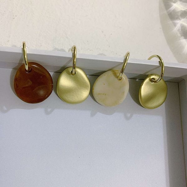

hbp fashion korean asymmetric metal resin round minimalist temperament c-shaped baroque versatile earrings, Silver
