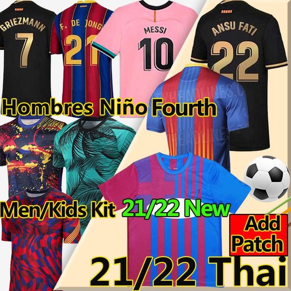 

new 21/22 barca ansu fati soccer jerseys training 2020 21 messi griezmann f.de jong coutiniho alba braithwaite men kids kits football jersey, Black;yellow
