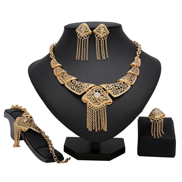 

earrings & necklace right exquisite noble gold designer jewelry set wholesale nigerian woman wedding fashion african bridal, Silver