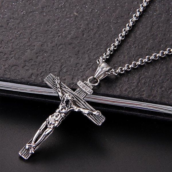 

pendant necklaces men necklace christian year cross crucifix jesus piece male & jewelry, Silver