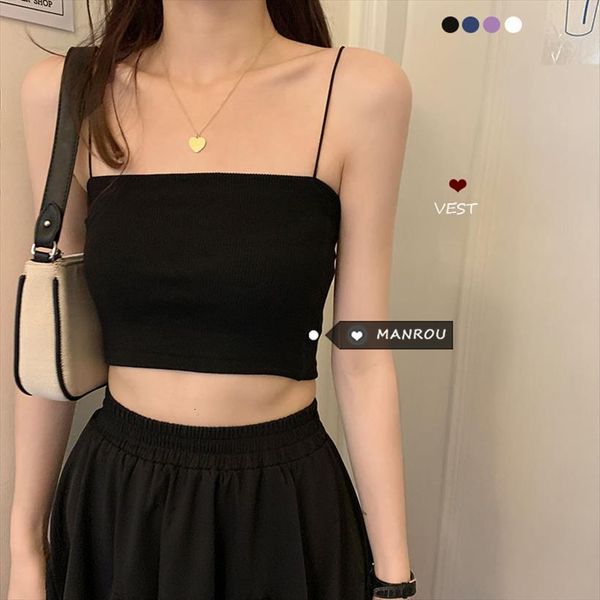 

spring jacket vest short womens tank solid color nightclub style y2k crop top, White