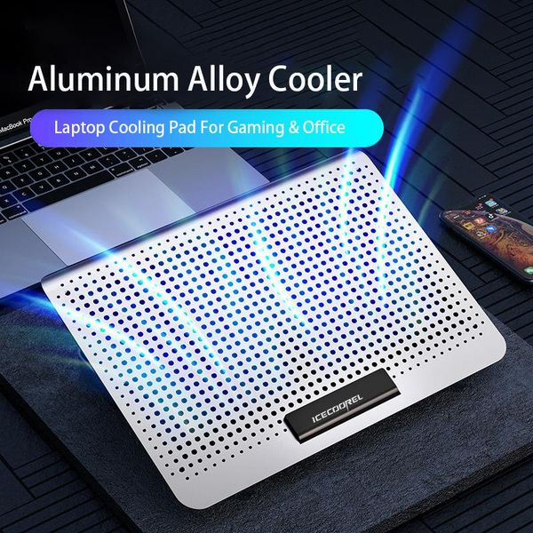 

lapcooling pads gaming cooler silent fan metal two usb port portable adjustable notebook stand for 12-16 inch