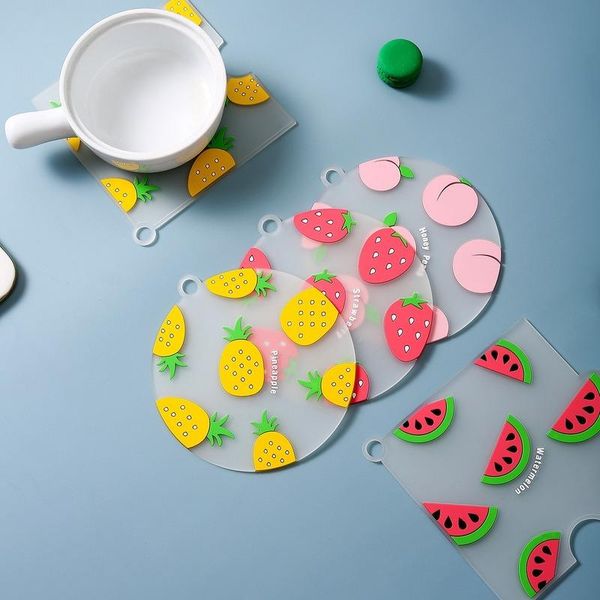 

mats & pads creative kitchen cute cartoon fruit placemat strawberry pineapple watermelon insulation three-dimensional silicone