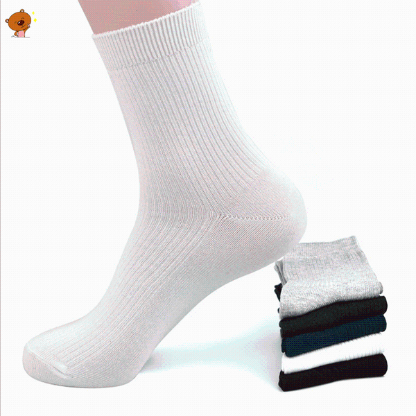 

men's socks 3 pairs / combed cotton sports business autumn and winter medium tube breathable sweat absorption wholesale, Black