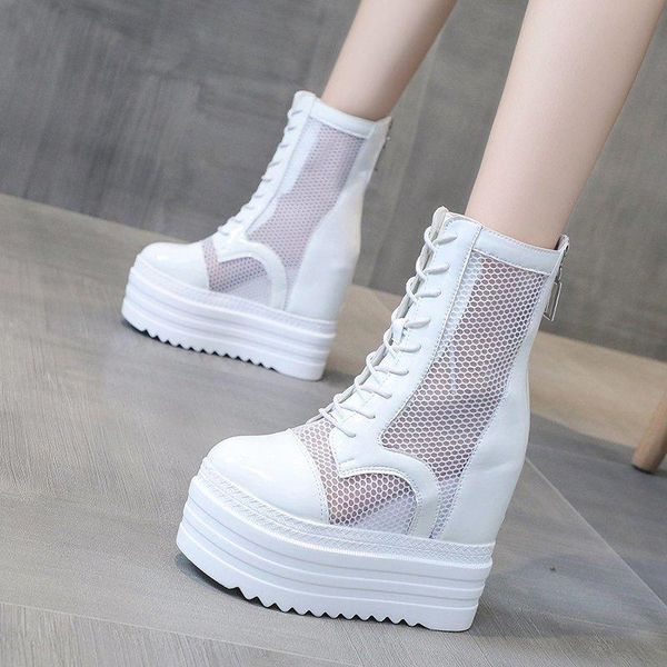 

boots height increased girl 2021 summer cool women hollow soft shoes ankle for white black mujer