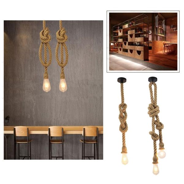 

pendant lamps single/double head e27 rope lamp creative vintage decorative chandelier for restaurant bar(without bulb)