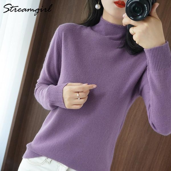 

streamgirl pullover women vintage sweater spring winter half turtleneck woman sweaters retro green warm knitted women jumper, White;black