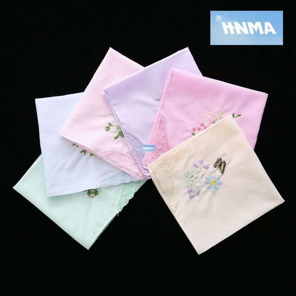 

28cm60 women's embroidered handkerchief cotton corner square towel cotton handkerchief, White